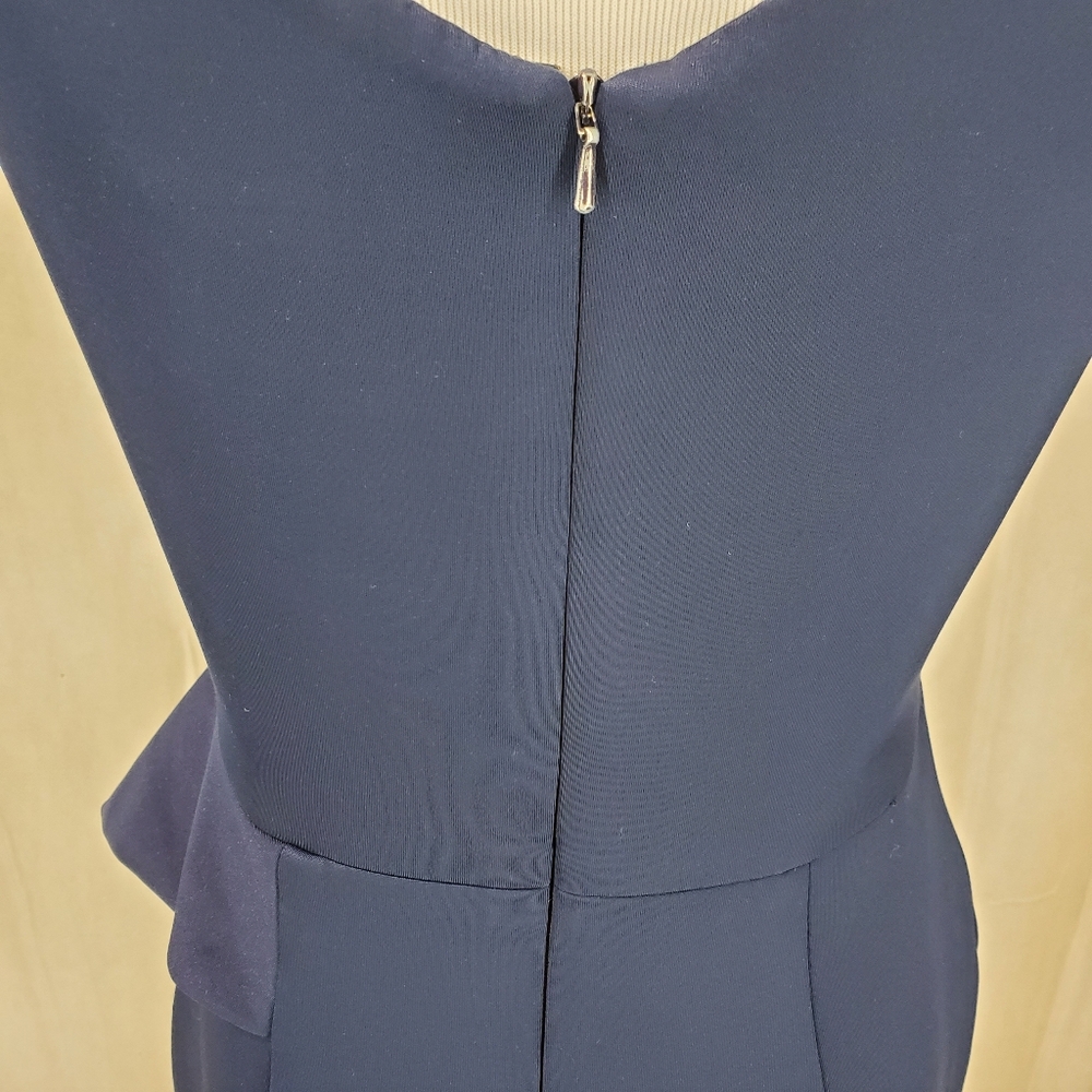 Black Halo Midnight Padma Gown Slit Front Navy Dress with Ruffle Wedding Formal - Picture 10 of 14